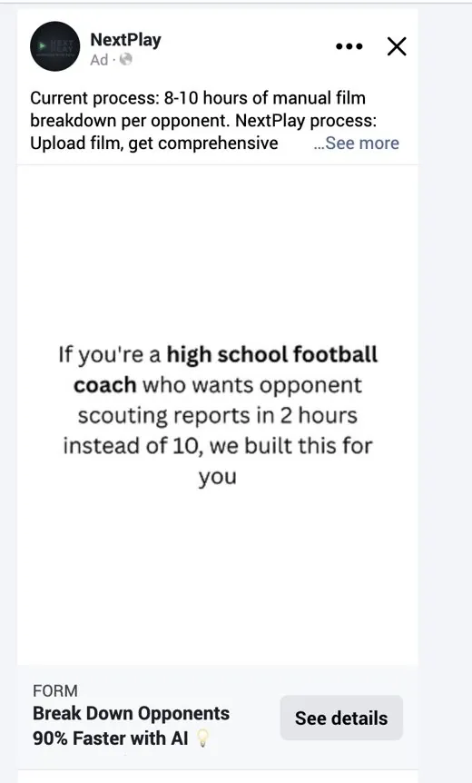 Previous text ad